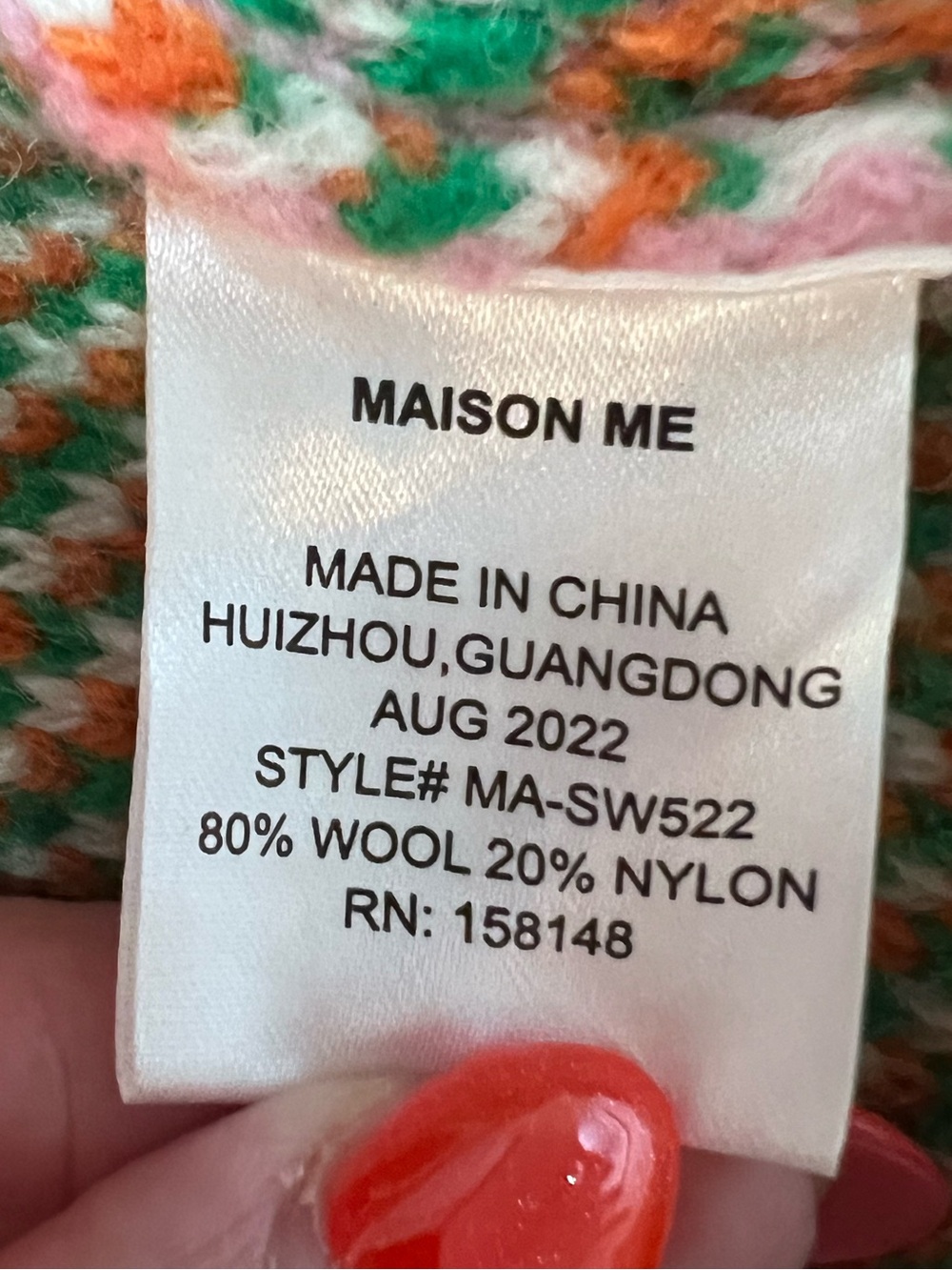 Maison Me Ladies Ashley Pink Floral Wool Blend Knit Cardigan Jacket. Size Large. - Picture 11 of 12